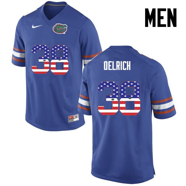 NCAA Florida Gators Nick Oelrich Men's #38 USA Flag Fashion Nike Blue Stitched Authentic College Football Jersey TCU5664WB